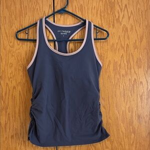 Beyond the Bump Dark Blue Tank Top with Pink Trim
